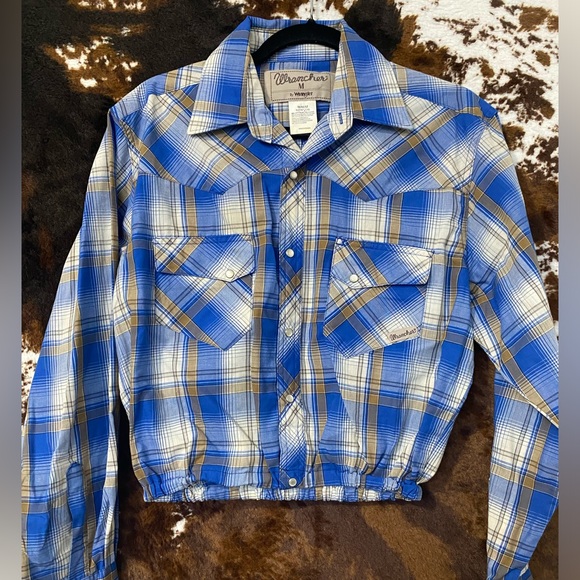 Vintage Wrangler Plaid Rework Crop - Picture 1 of 6